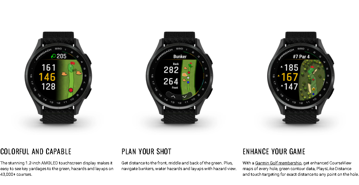 GARMIN APPROACH S50 - PREMIUM GOLF GPS SMARTWATCH